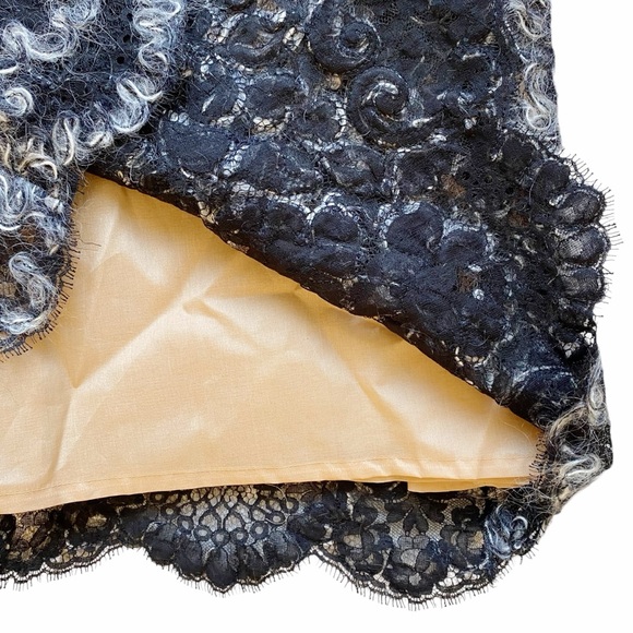 Michael Kors Italian Dress Wool Swirls Over Black Lace Silk Lining Leather Upper - Picture 13 of 14